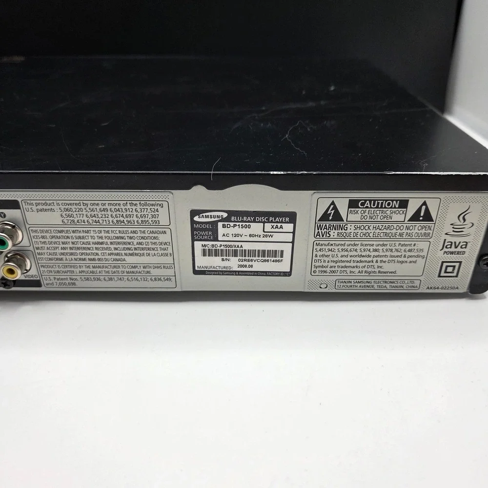Samsung Blu-ray Disc Player BD-P1500 1080p Black HDMI Dolby Digital DVD